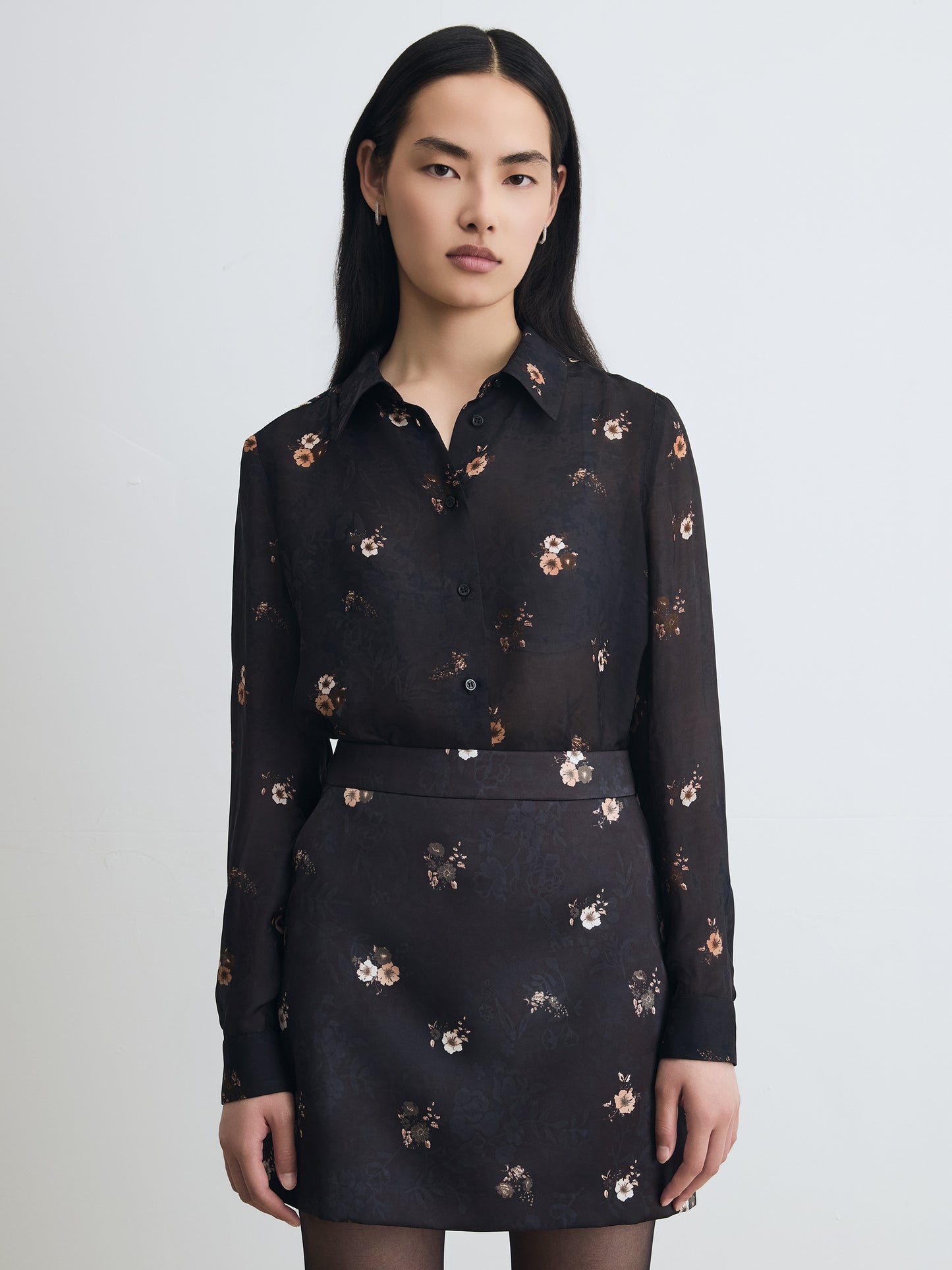 Floral Print Long Sleeve Blouse