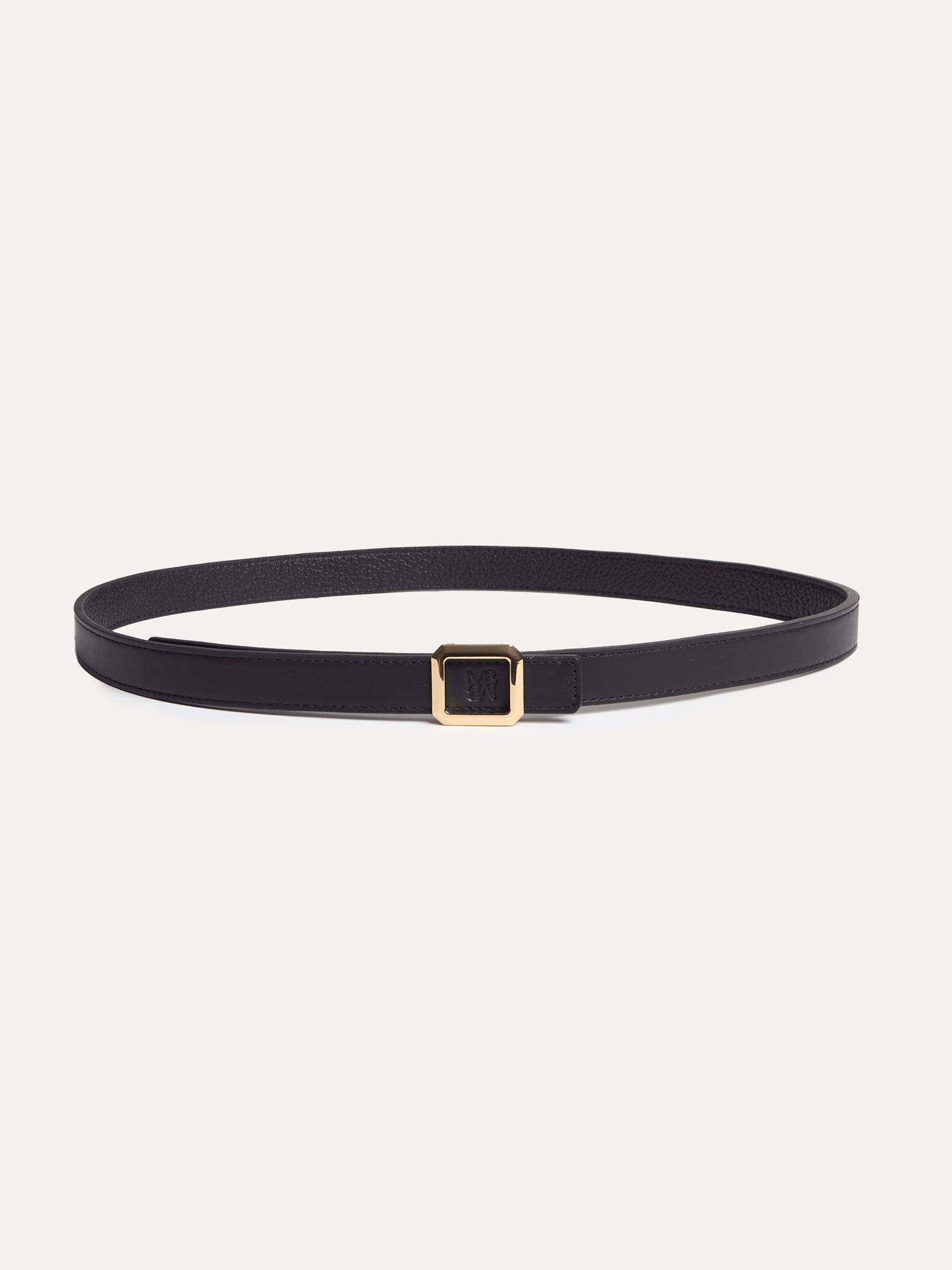 Maison Boinet 20 mm reversible black belt in premium nappa leather with grained calfskin lining and a gold-tone brass buckle, measured from the buckle’s end to the middle hole.
