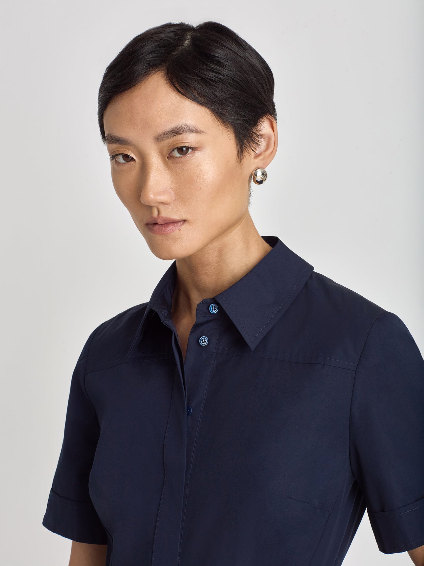 Short Sleeve Poplin Shirt Dress