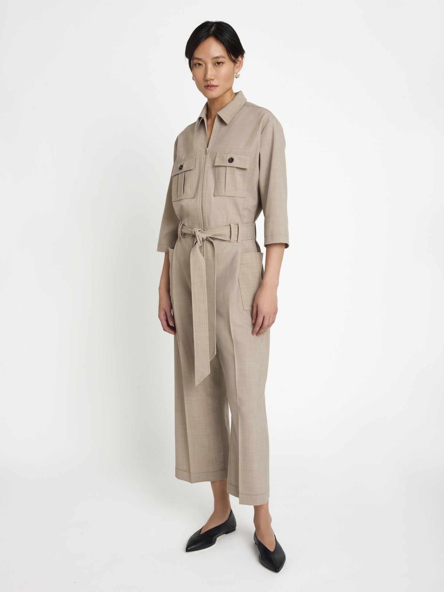 Cropped utilitarian jumpsuit