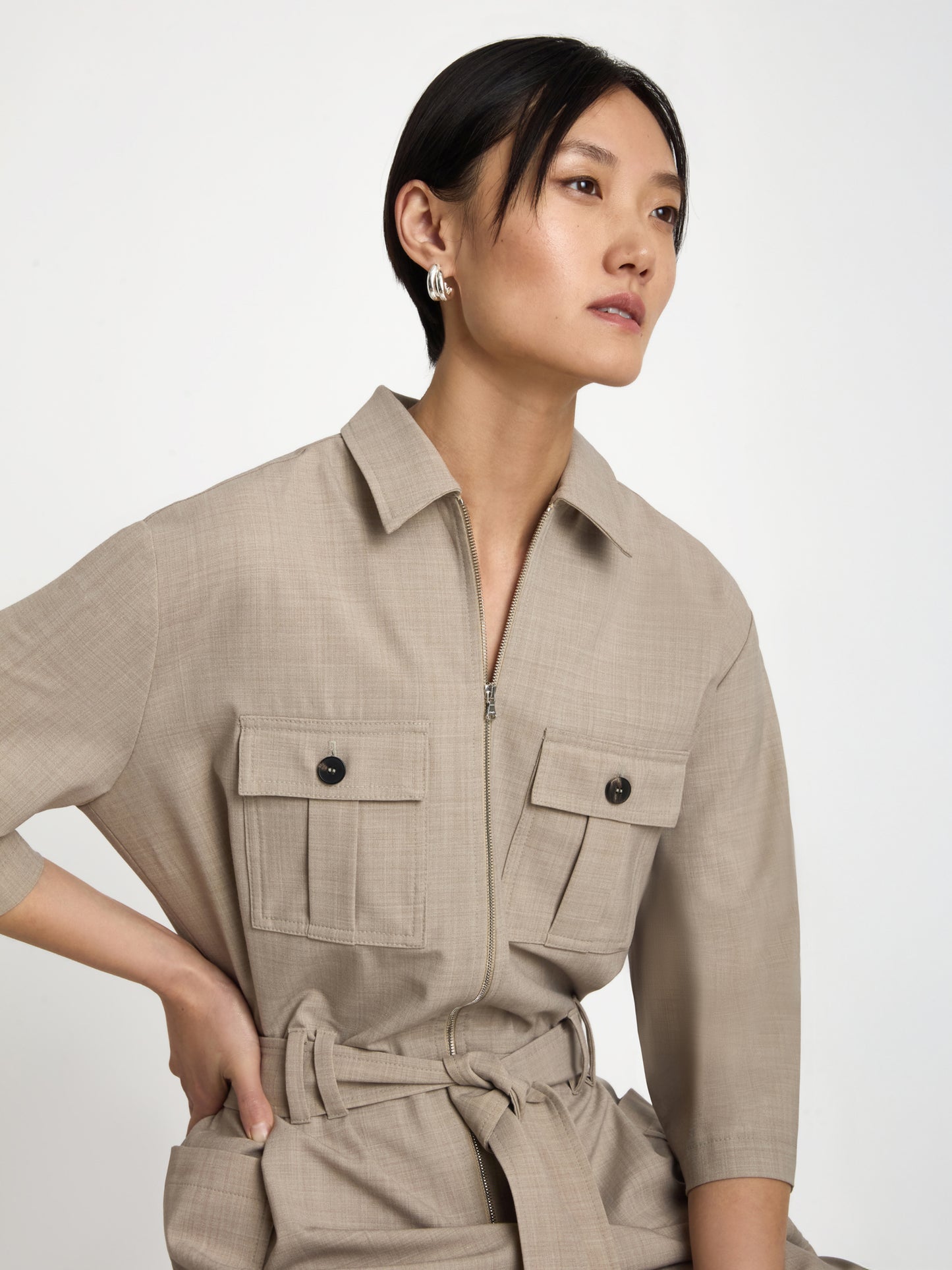 Cropped utilitarian jumpsuit