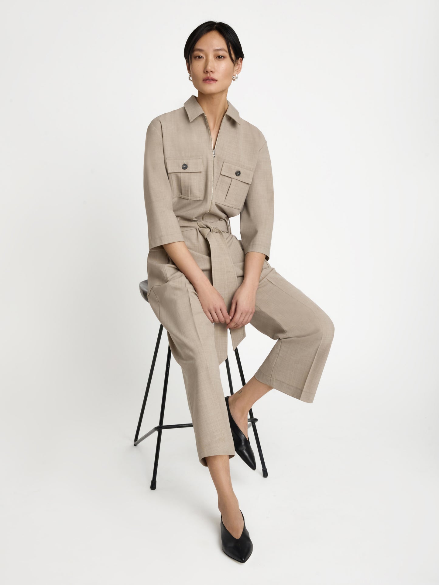 Cropped utilitarian jumpsuit