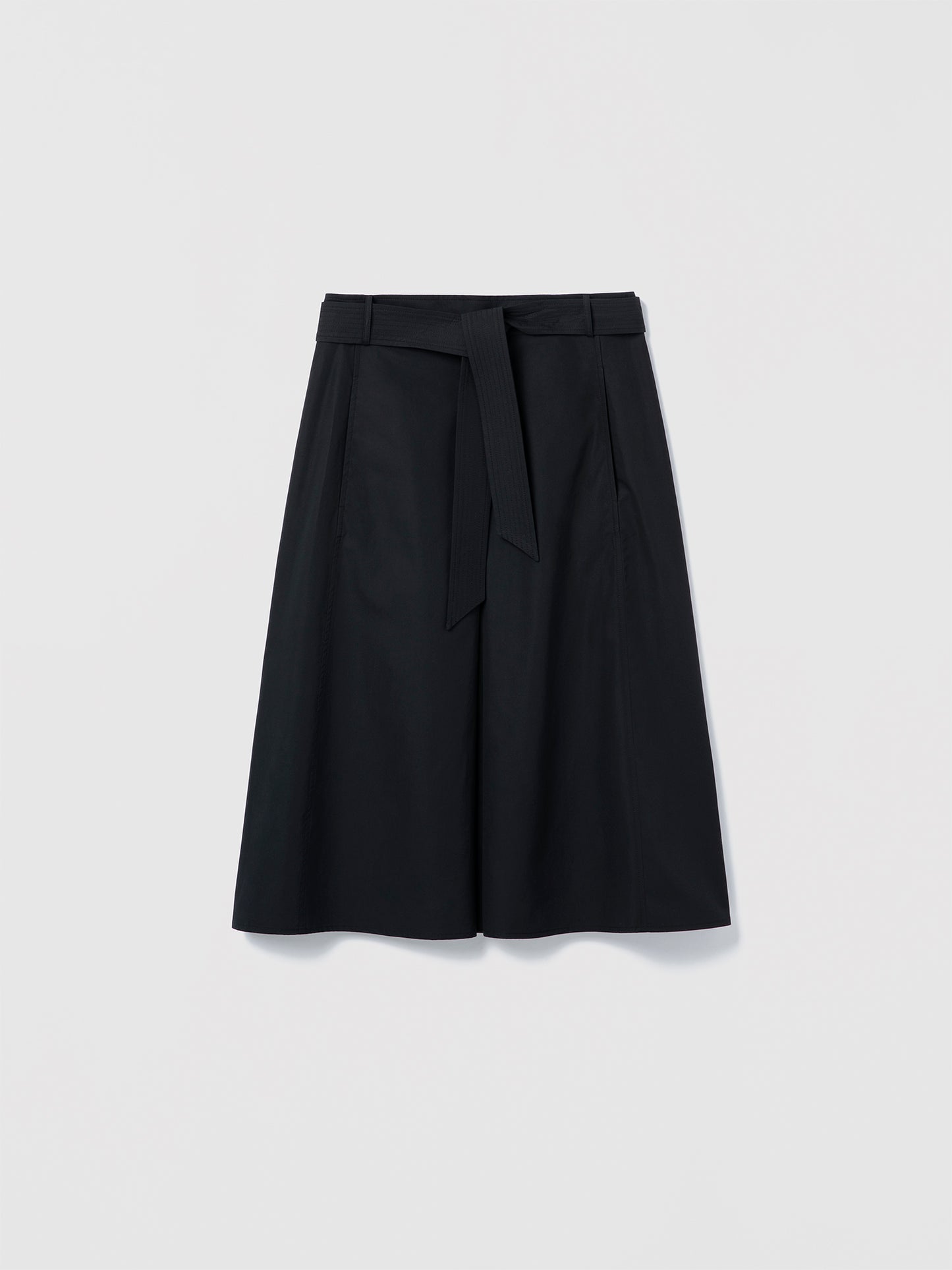Belted poplin skirt