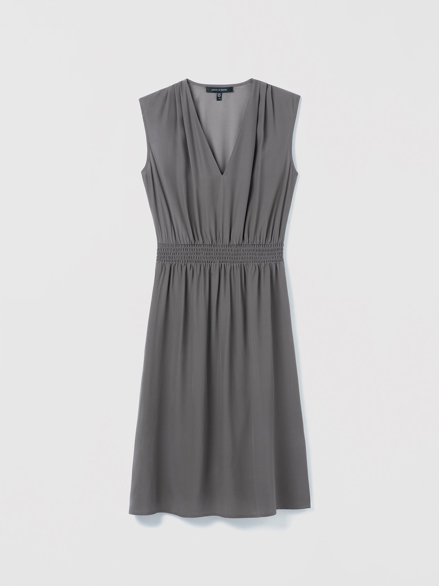 Gray sleeveless dress on a white background