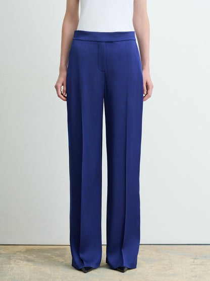 Pantalon à Jambe Large en Crêpe Envers Satin