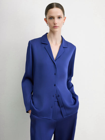 Satin Notch Collar Blouse