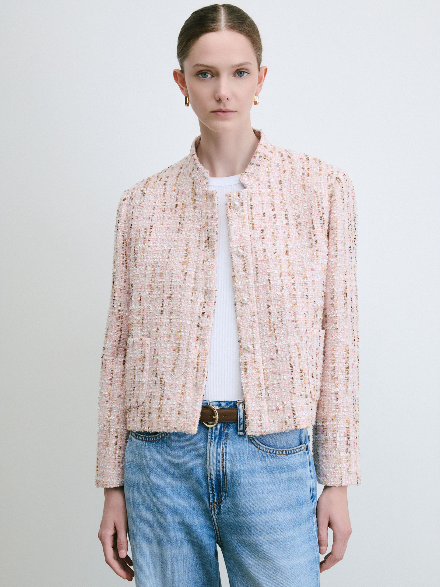 Veste Courte En Tweed Métallisé