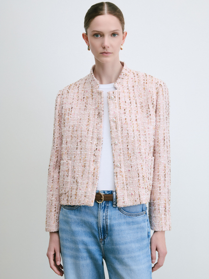 Veste Courte En Tweed Métallisé