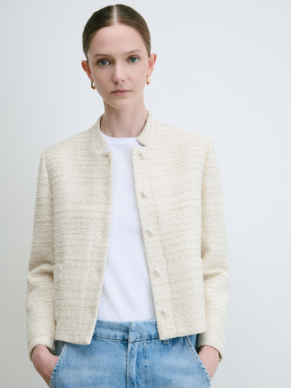 Crop Metallic Tweed Jacket