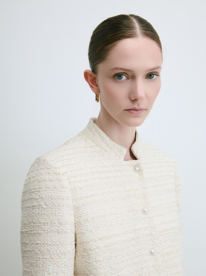 Crop Metallic Tweed Jacket