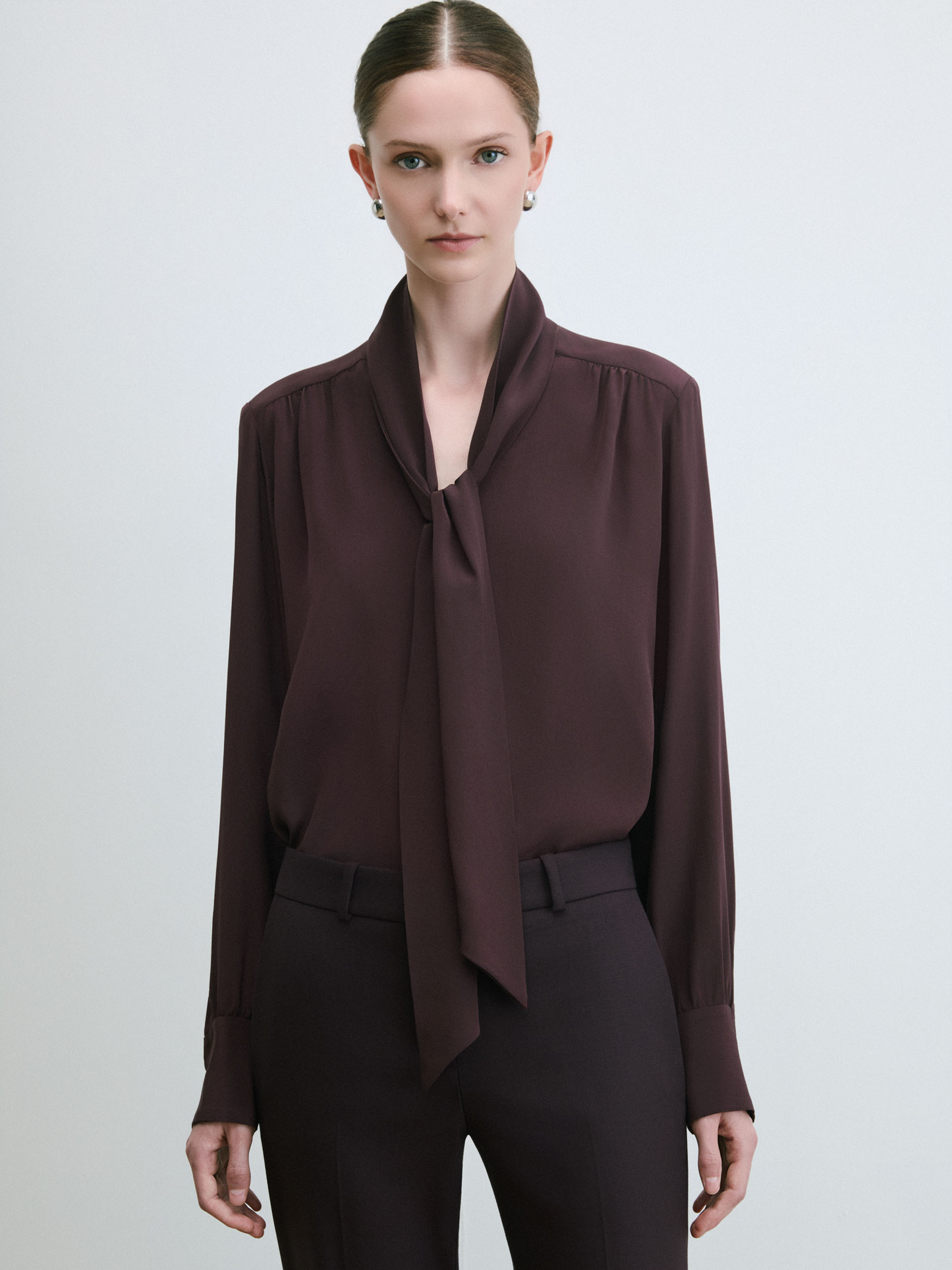 V-Neck Scarf Blouse
