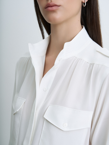 Silk Stand Collar Blouse