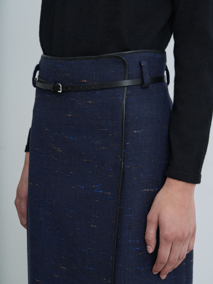 Jupe Portefeuille Avec Finitions En Cuir