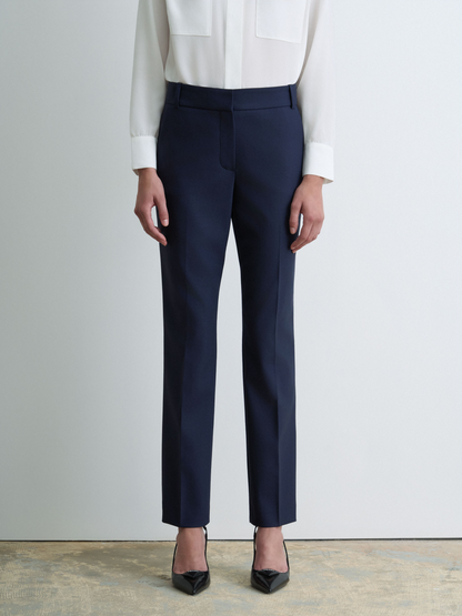 Pantalon Droit Ajusté En Laine