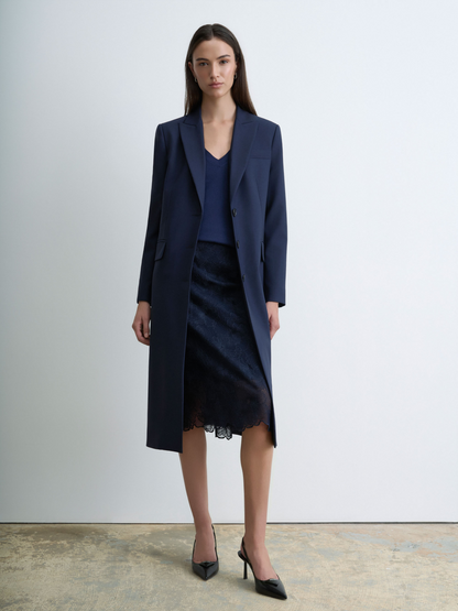 Stretch Wool Long Blazer