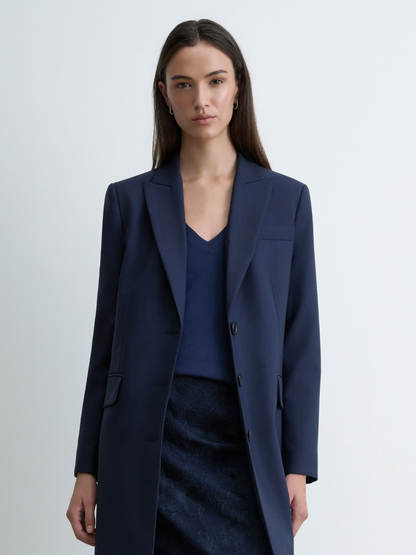 Stretch Wool Long Blazer