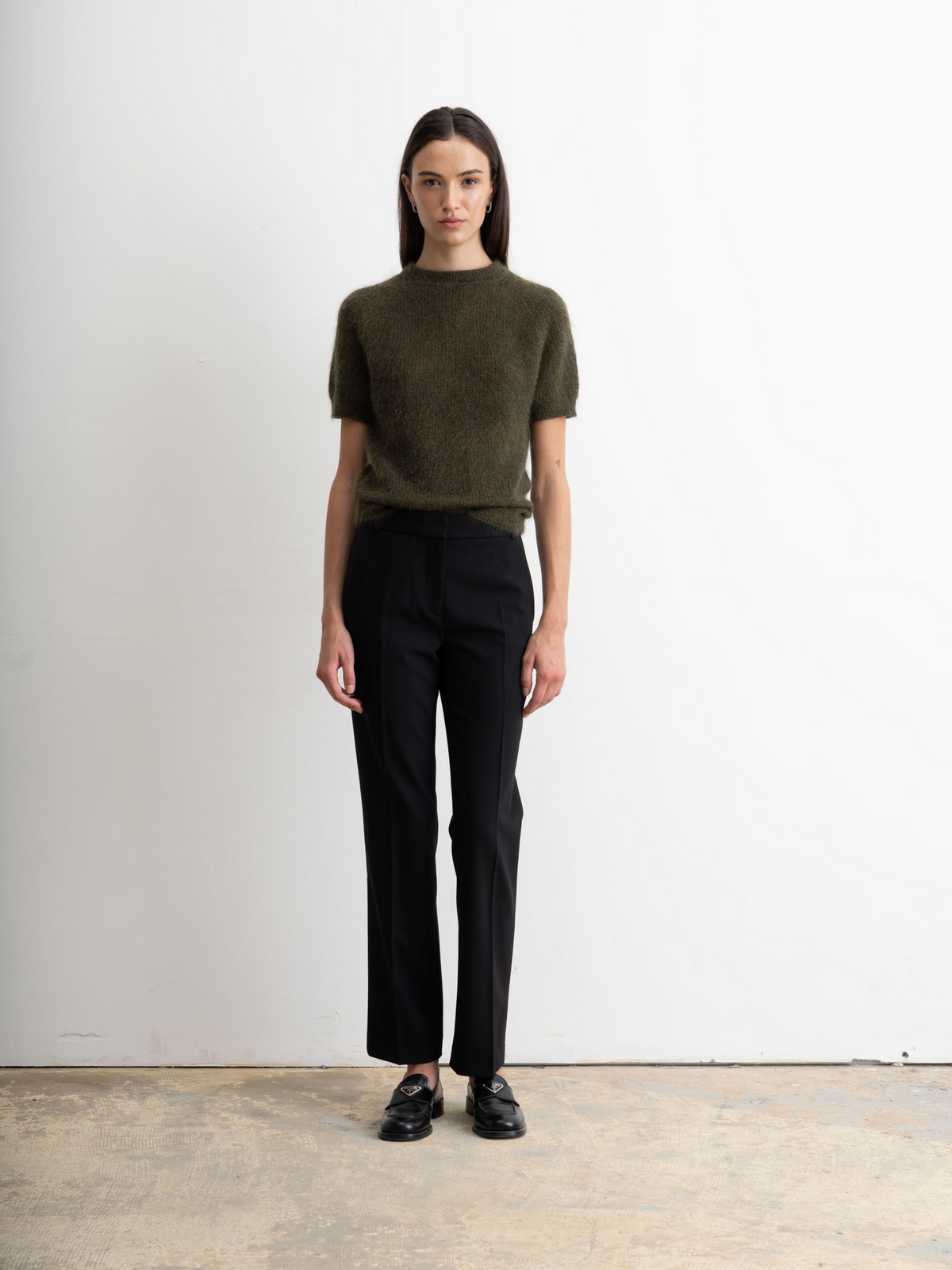 Pantalon Droit Ajusté En Laine