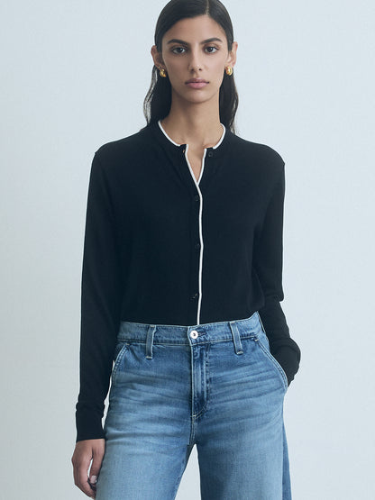 Long Sleeve Cardigan With Tipping