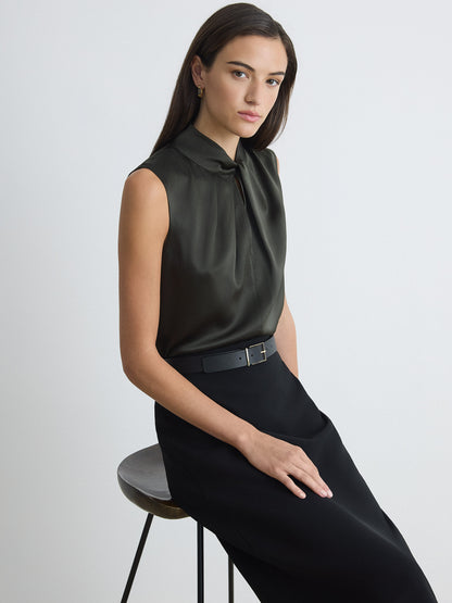 Silk Twist Neck Blouse
