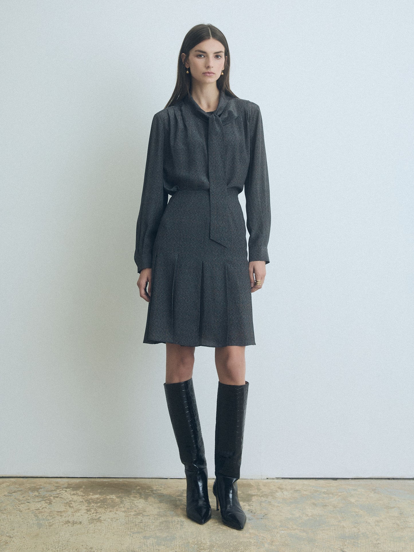 Short Pleated Silk Skirt