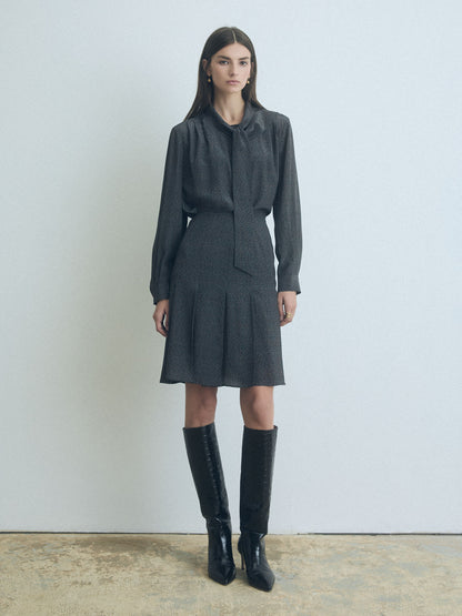 Short Pleated Silk Skirt