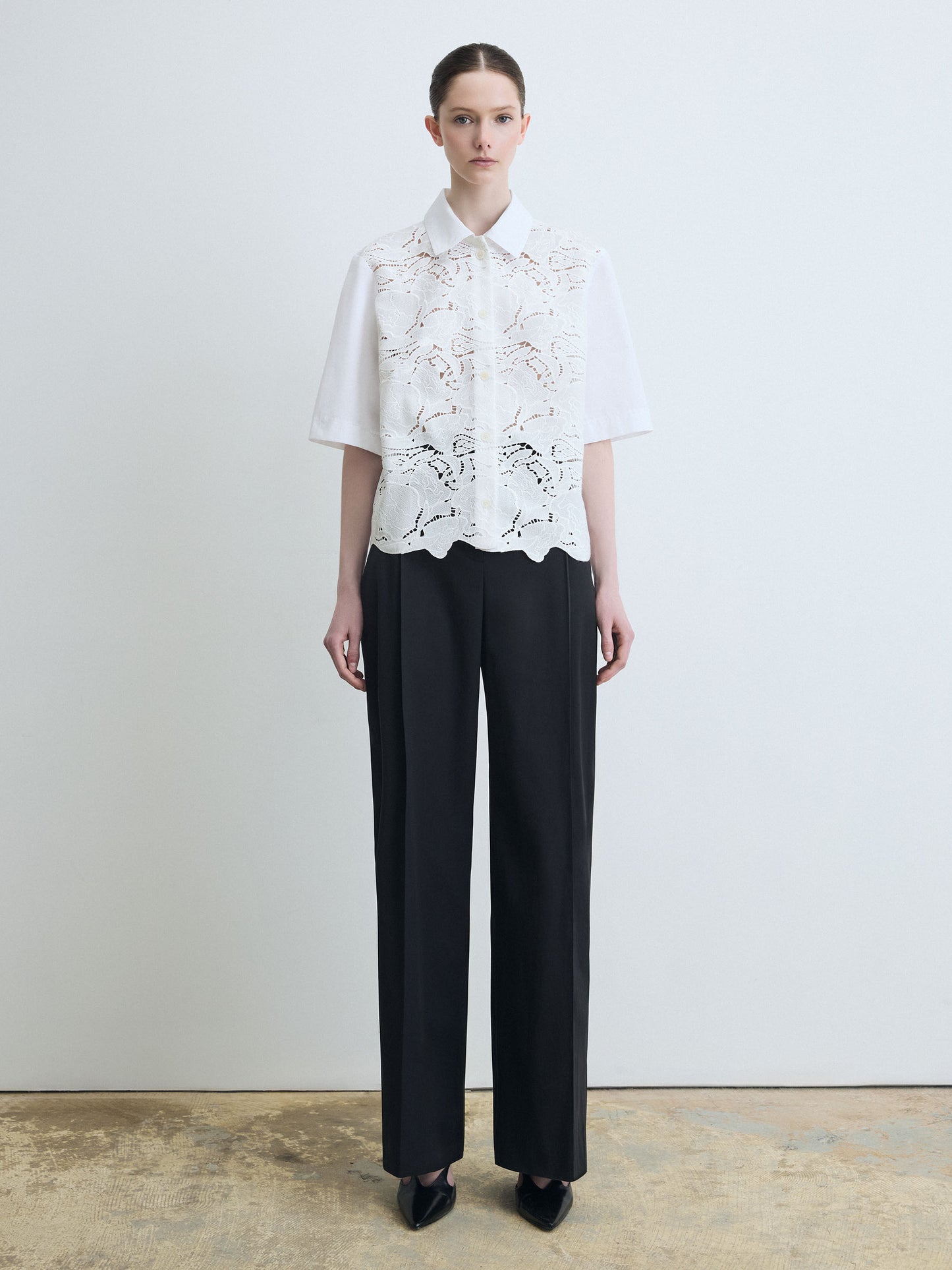 Wide Leg Pleated Cotton Pant