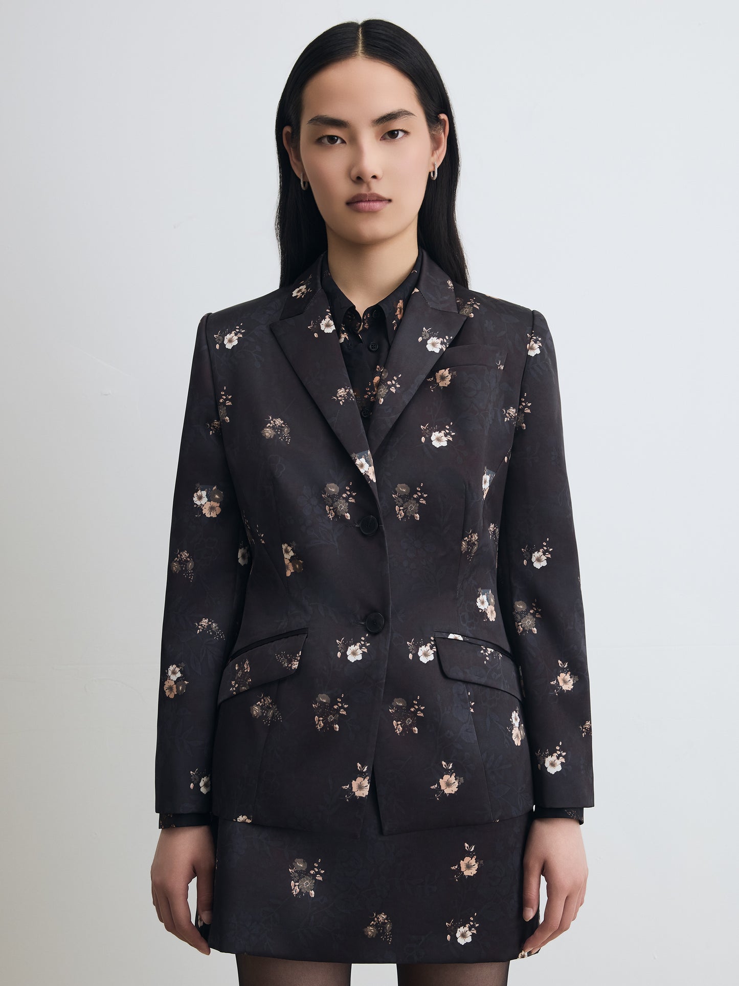 Veste tailleur à imprimé floral