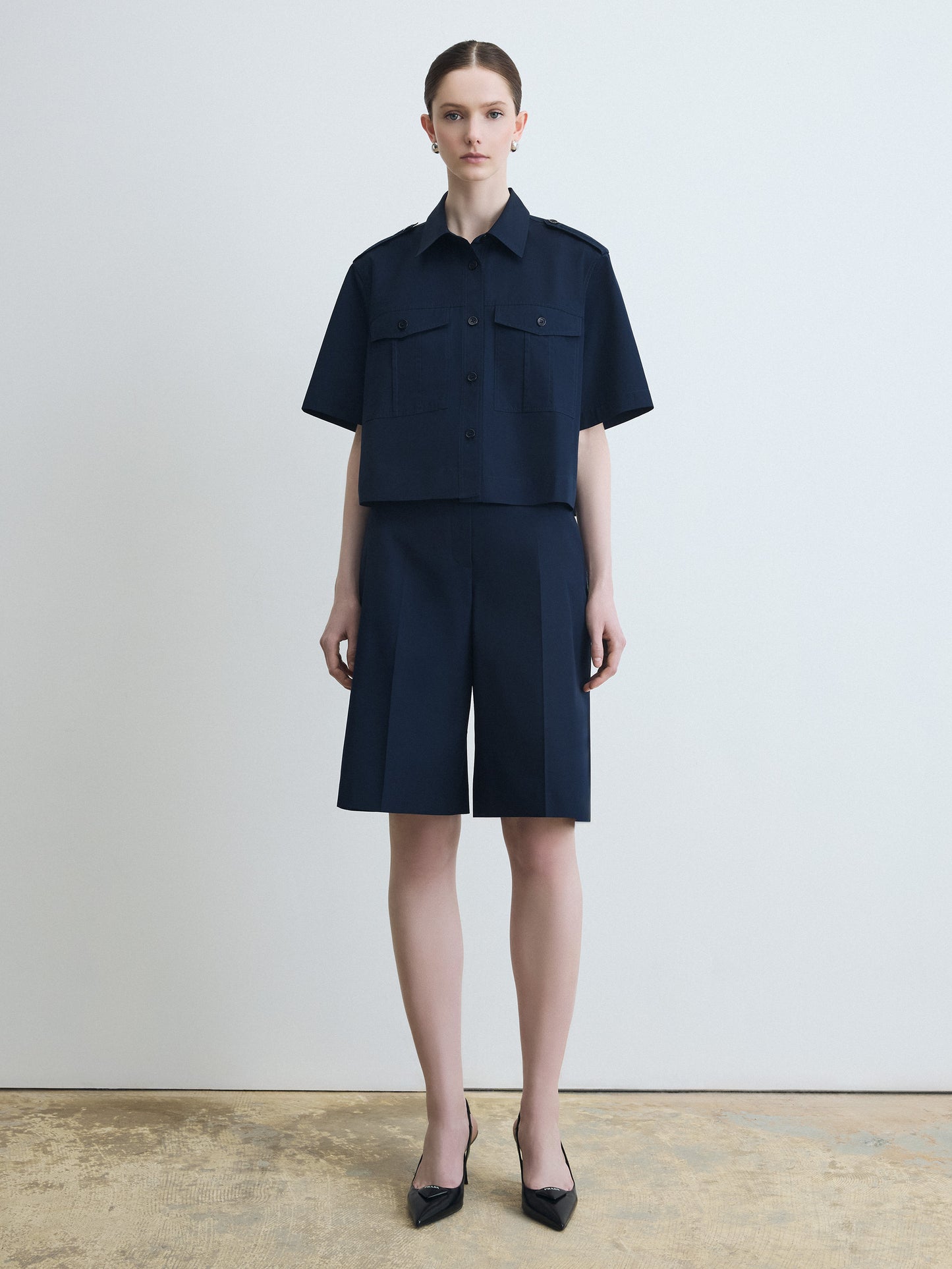 Military Short Sleeve Poplin Blouse