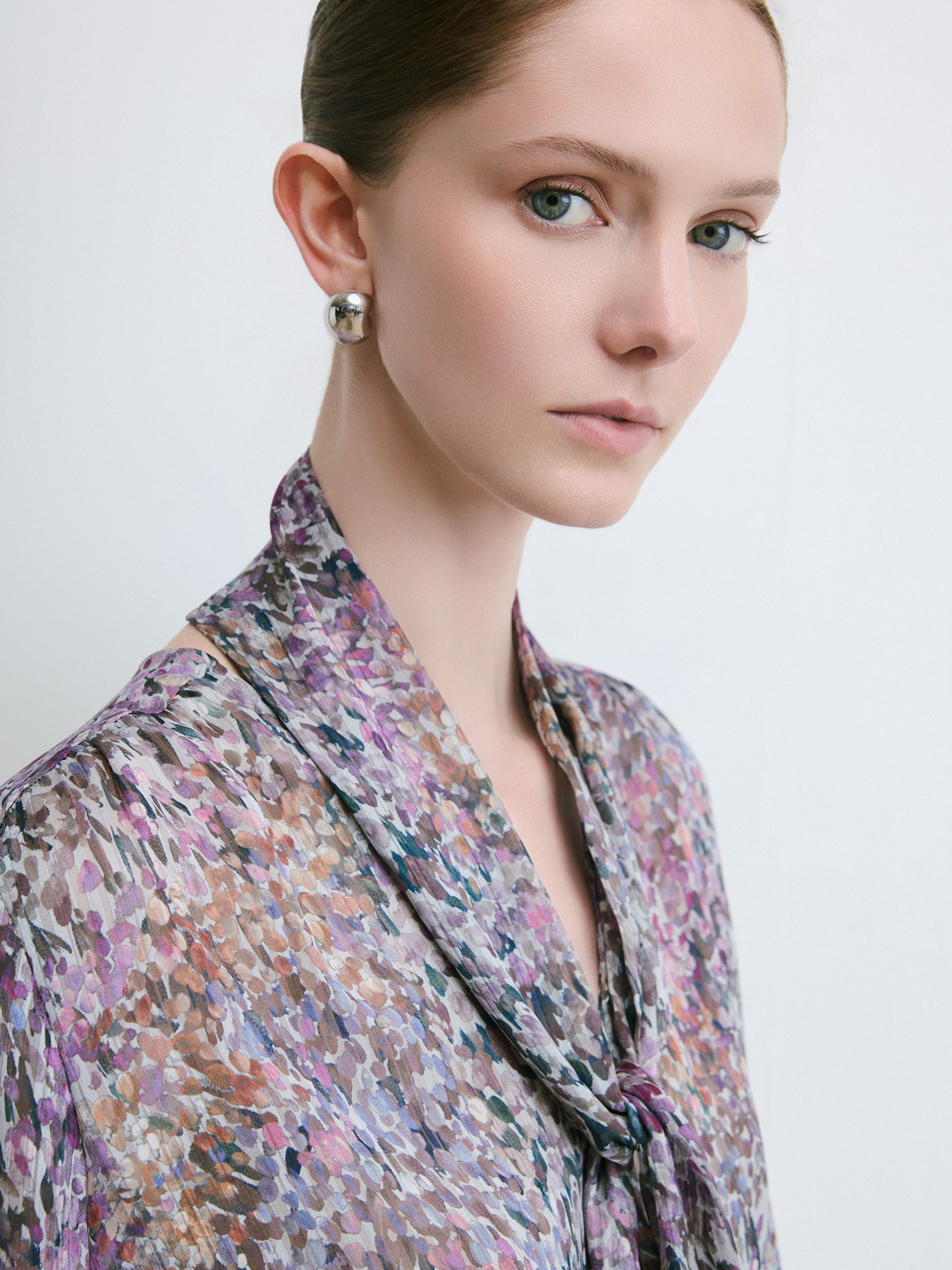 Floral Print Scarf Blouse
