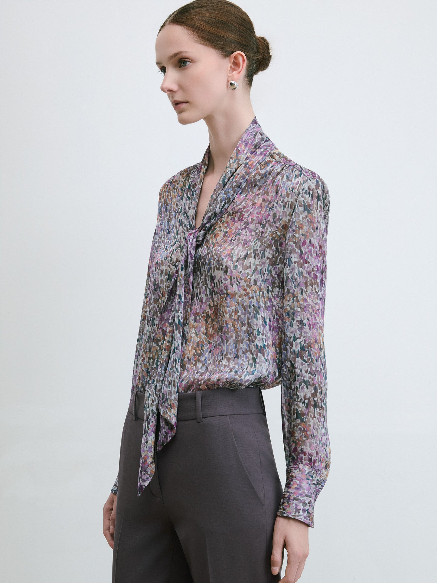 Floral Print Scarf Blouse