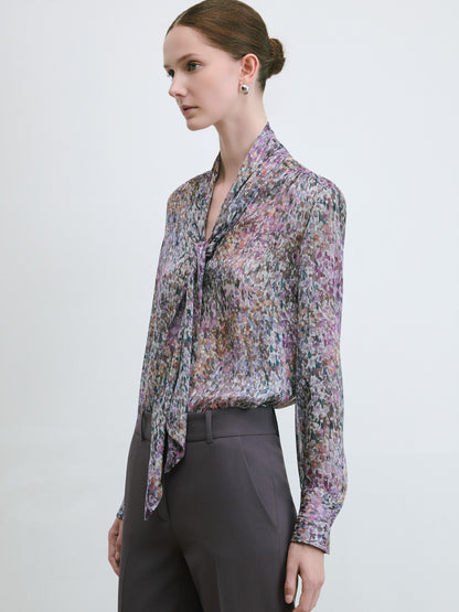 Floral Print Scarf Blouse