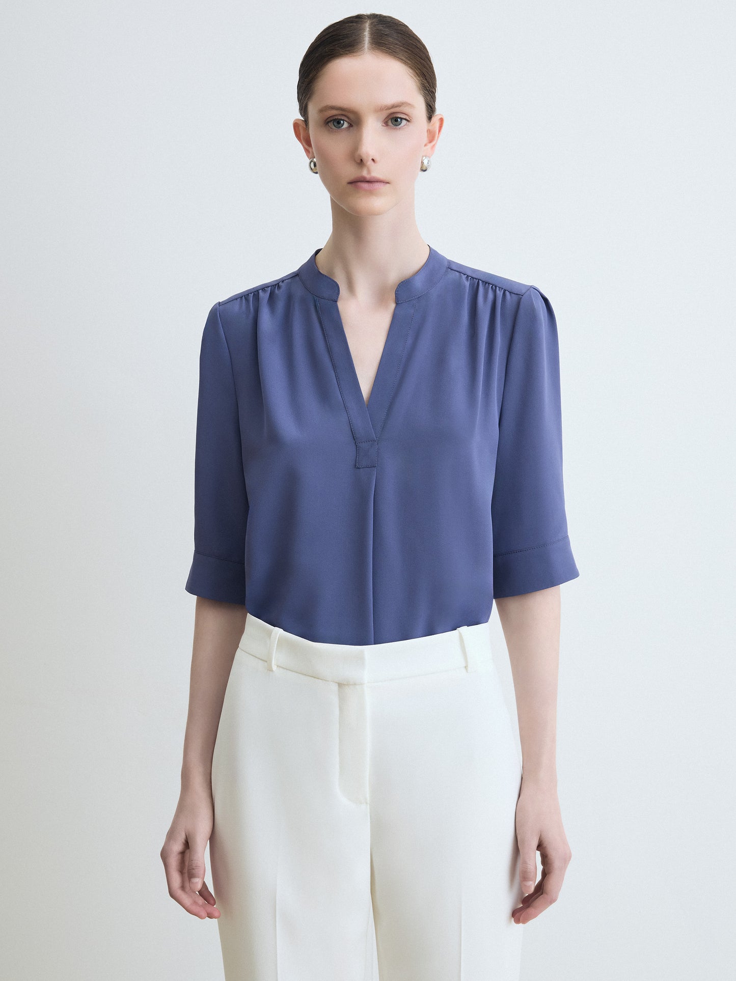 Short Sleeve Half Placket Blouse