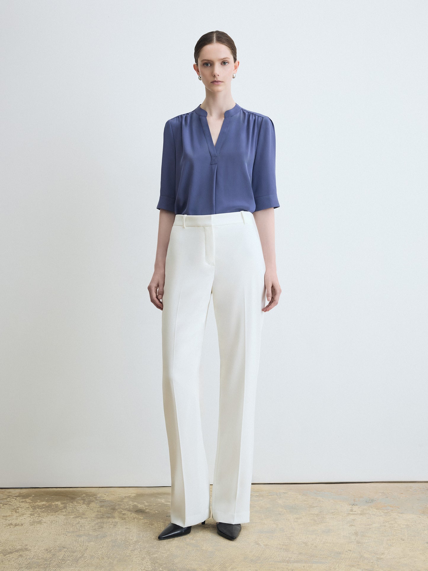 Short Sleeve Half Placket Blouse