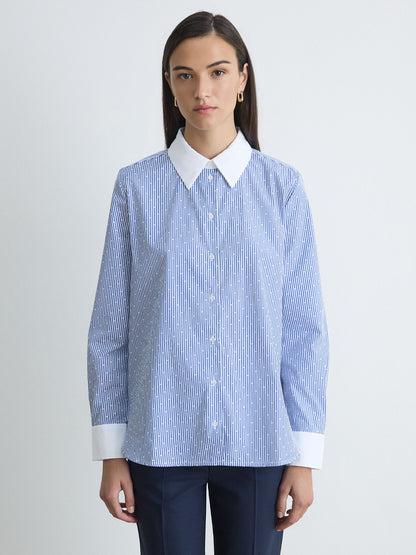 Chemise en Popeline Rayée Fil-coupé