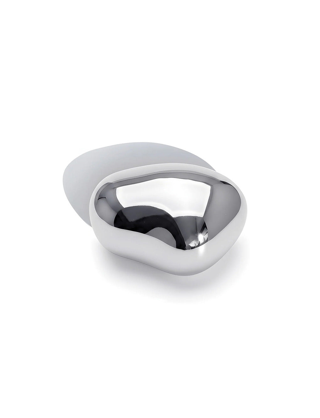 Silver ring with a unique design on a white background