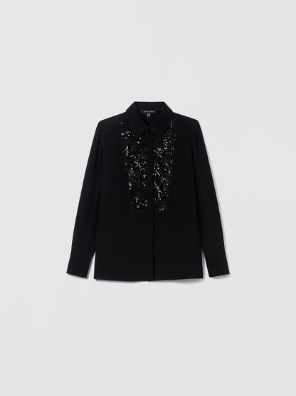 Blouse En Soie Avec Incrustations De Dentelle