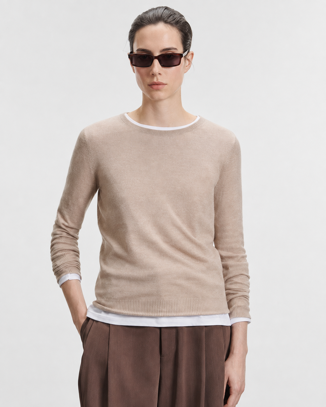 Machine Washable Cashmere Long Sleeve Crewneck