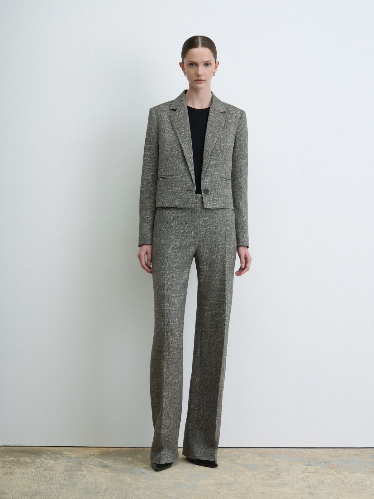Pantalon En Tweed À Taille Mi-Haute