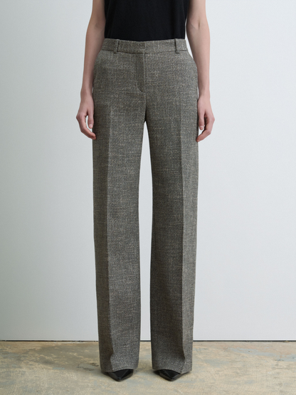 Pantalon En Tweed À Taille Mi-Haute
