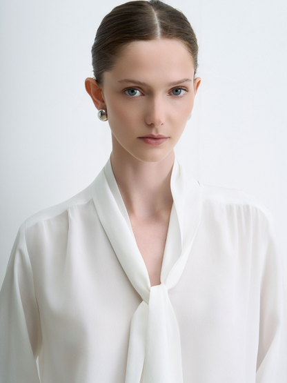 V-Neck Scarf Blouse