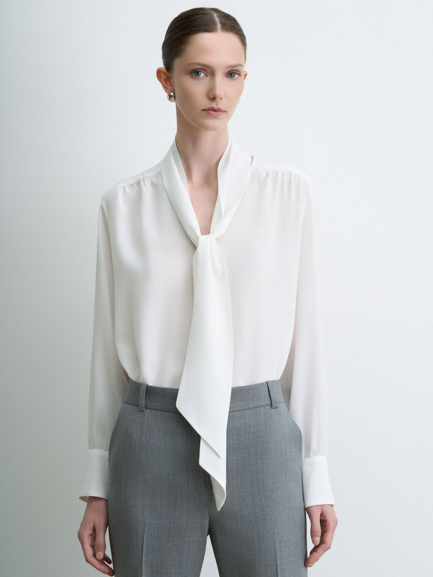 V-Neck Scarf Blouse