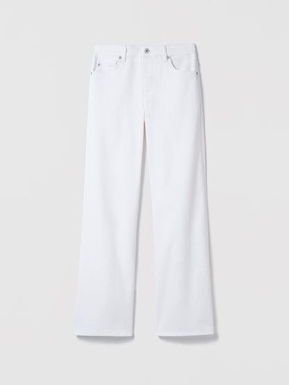 White wide-leg jeans on a light gray background