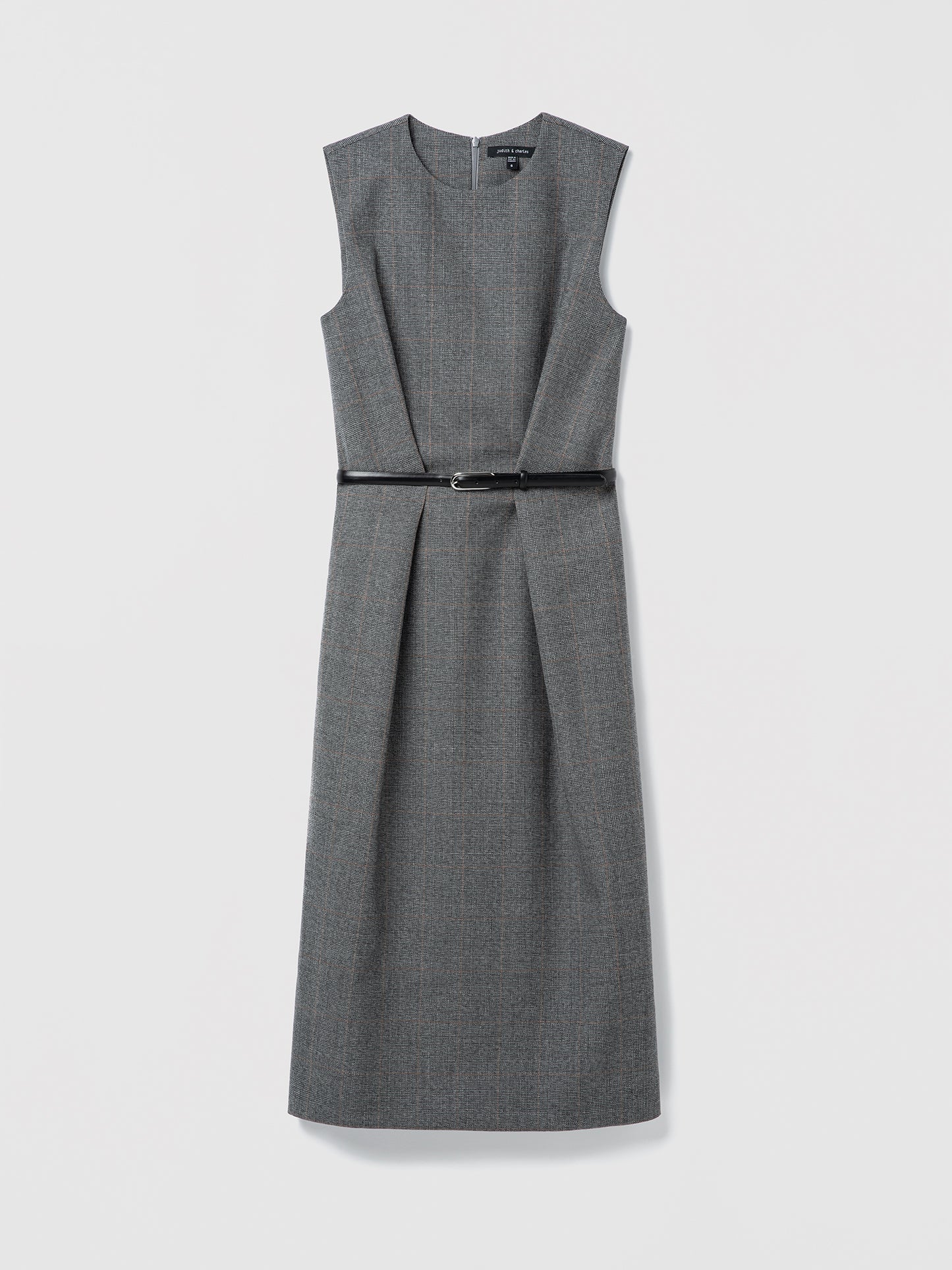 Gray dress with a belt on a white background