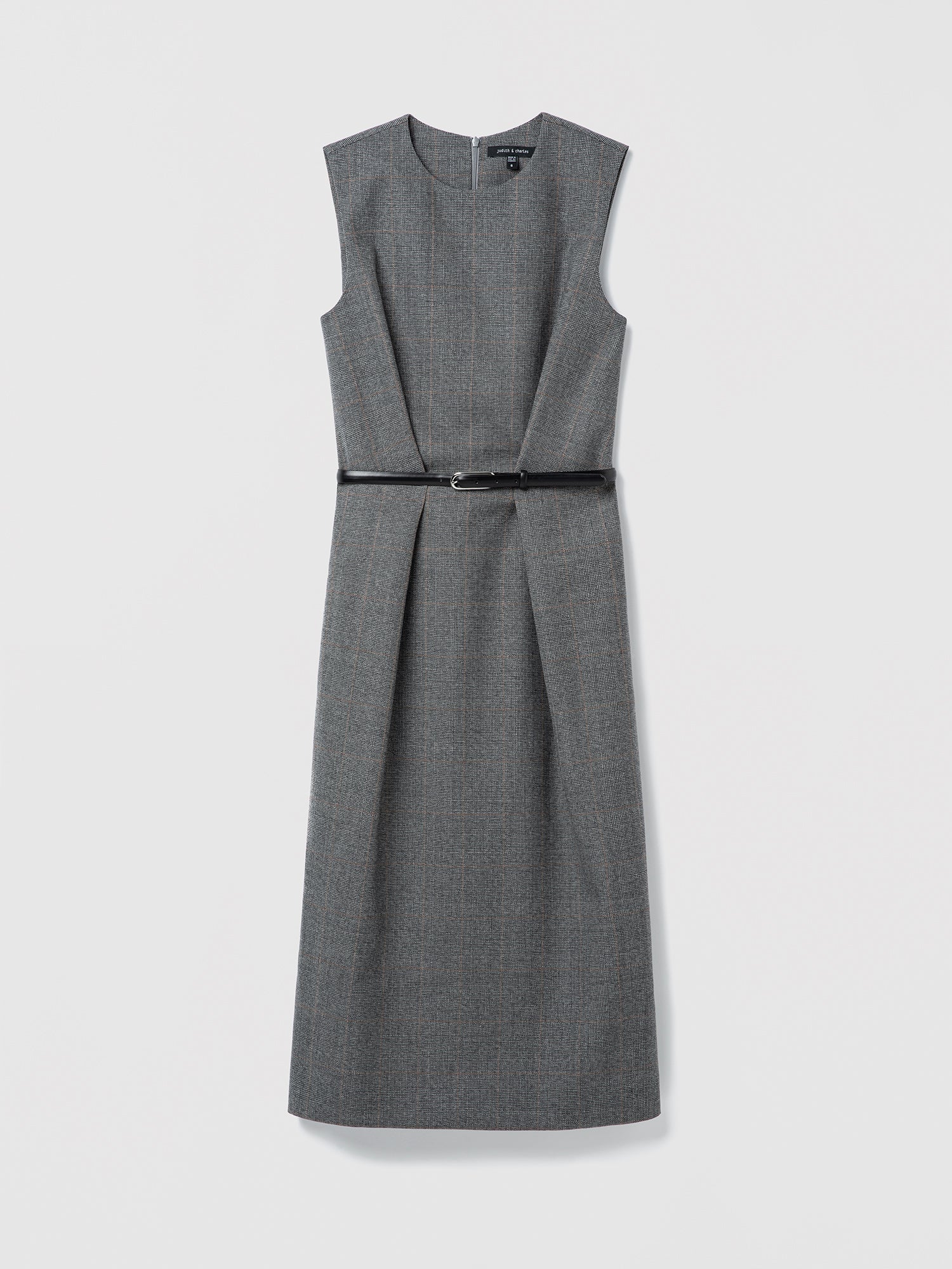 Gray dress with a belt on a white background