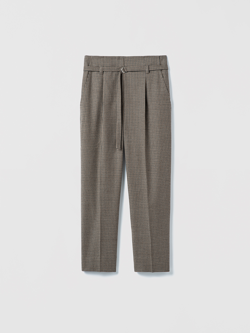 Pantalon Ceinturé À Mini Carreaux