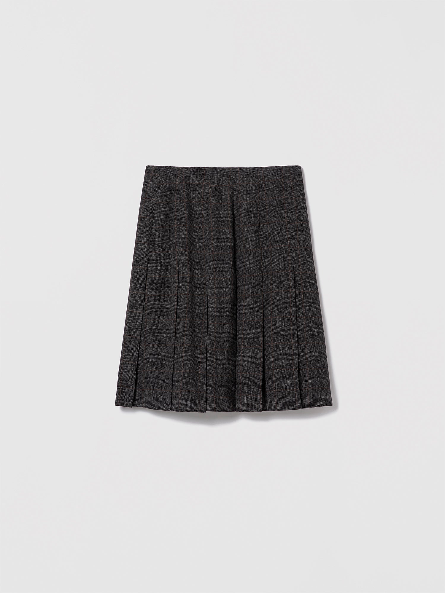 Grey plaid Prince of Wales pleated silk skirt by Judith & Charles