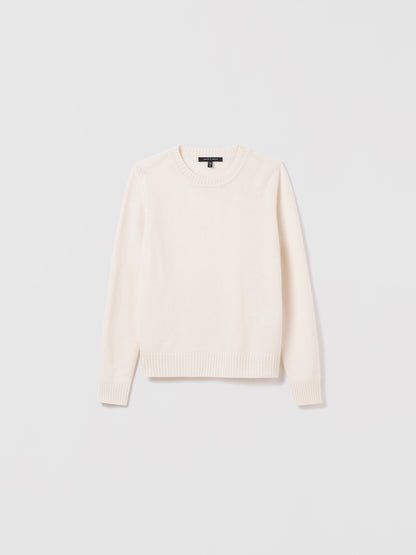  Judith & Charles cream 100% cashmere crewneck sweater with straight fit and smooth finish.