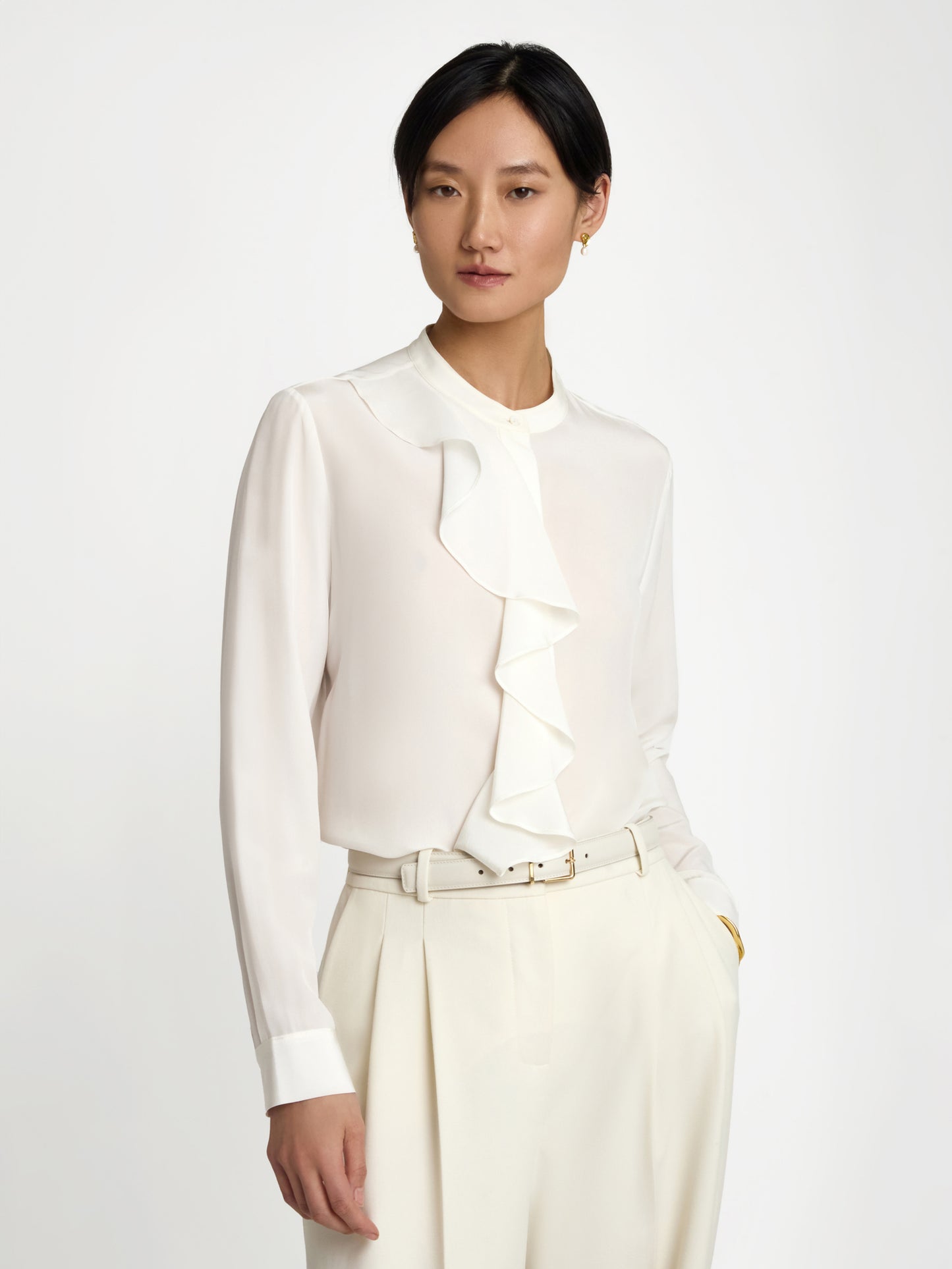 Ruffled silk blouse