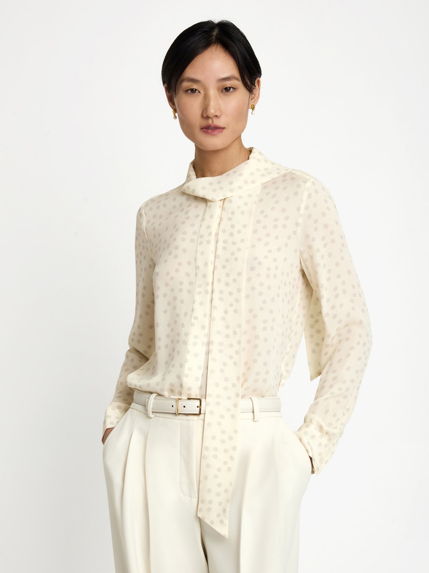 Polka dot silk blouse