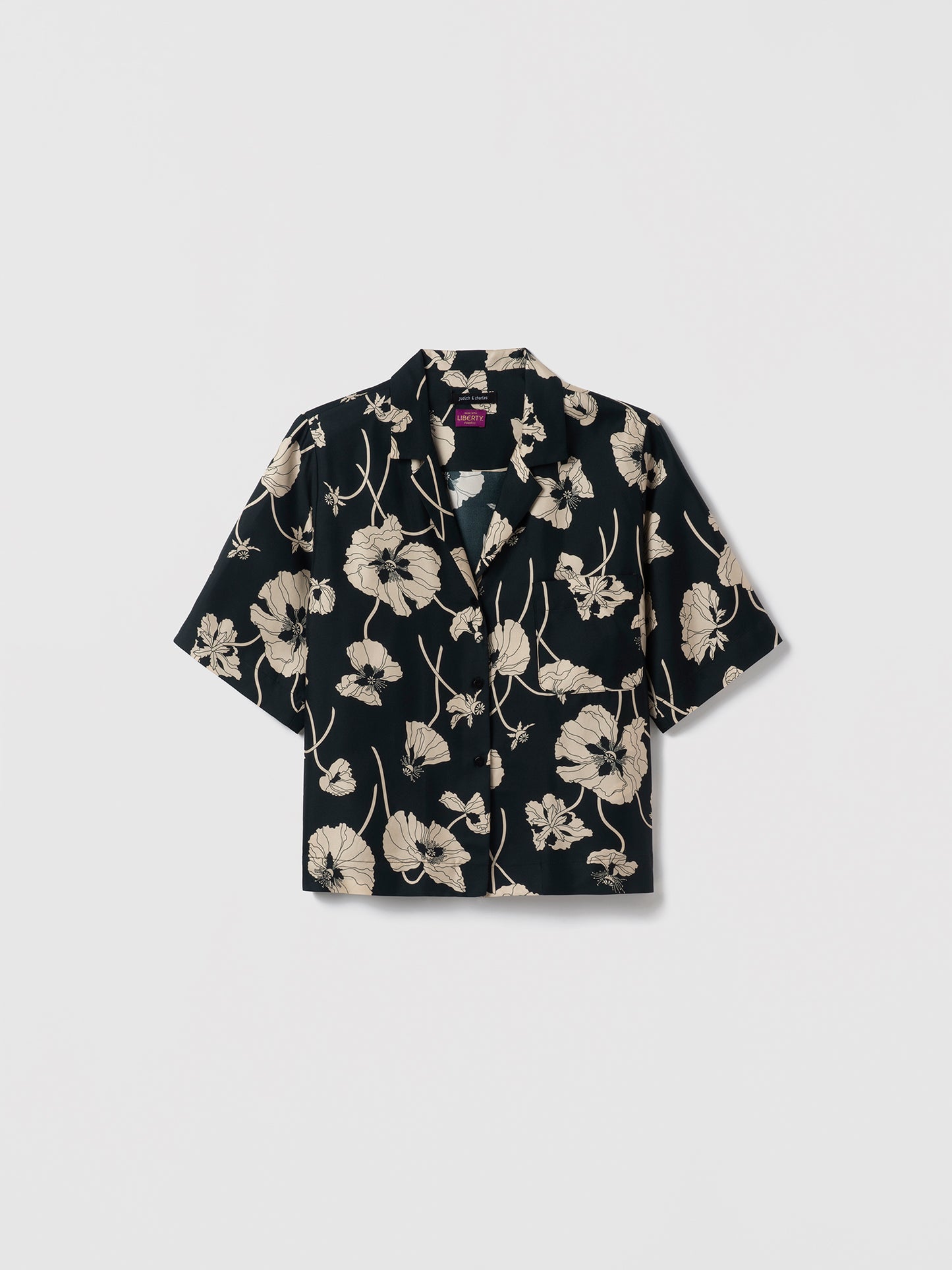 Chemise à manches courtes en sergé de soie imprimé Liberty